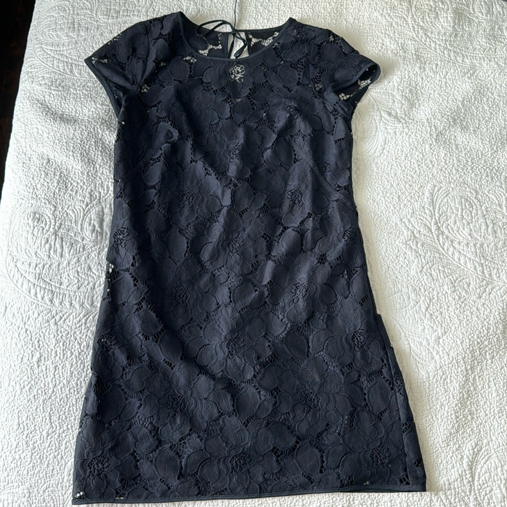 LOFT 4 navy blue dress with slip.